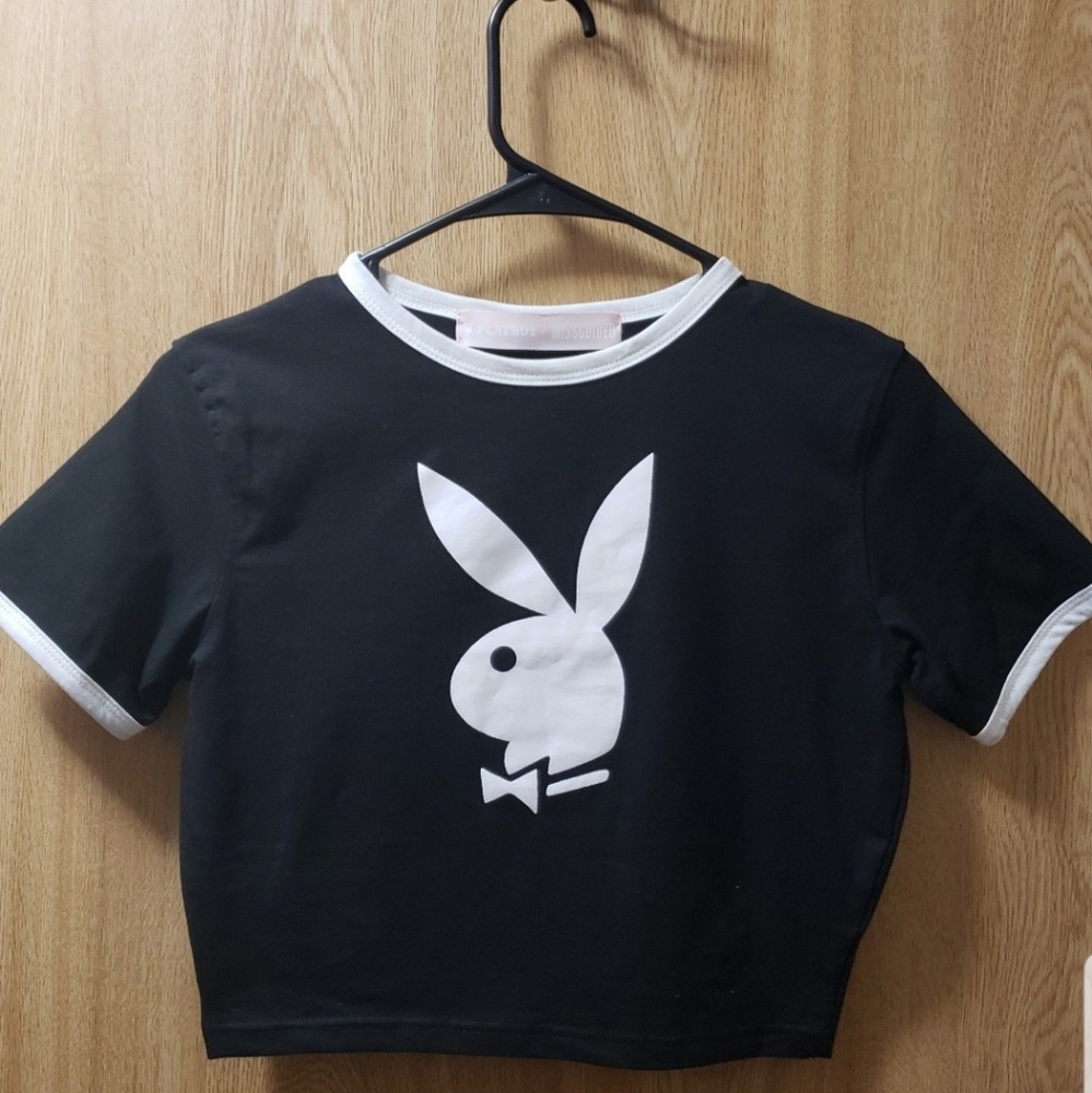 ❌SOLD❌Missguided Playboy crop top ringer tee